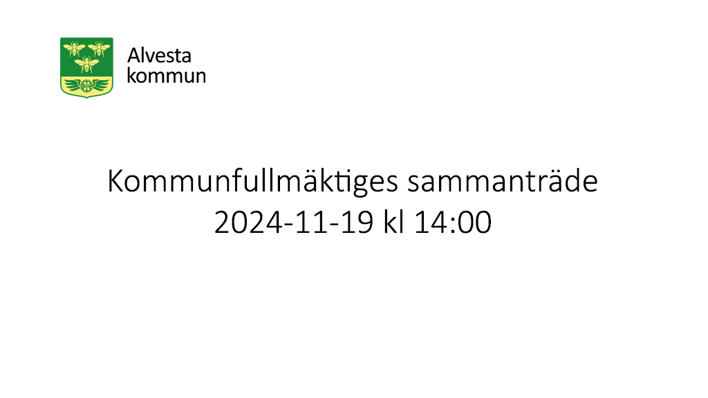 Alvesta kommunfullmäktige 19 november 2024