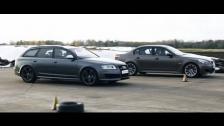 1080p: Audi RS6 Avant vs BMW M5 with ECU and aftermarket muffler (Dinan)