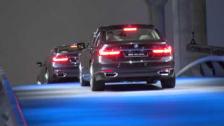 [4k] Driveby all electric NEW BMW 740e at BMW stand at Frankfurt 2015