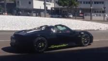 Porsche 918 Spyder with Spyder decal on the side spotted in Zuffenhausen, Germany. No enginesound!
