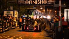 Batmobile arriving at checkpoint Prague with team Galag Gumball 3000 Dublin to Bucharest 2016