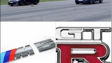 Exterior view Nissan GTR 550 HP (stock) vs BMW M5 F10 Burger Tuning