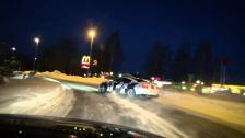 Ice Ricer Nissan GT-R on the way to drifttrack: #1 roundabout drift
