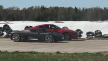 1080p: Switzer P800 Nissan GTR vs Koenigsegg CCR Evo 1st gear start Race 1