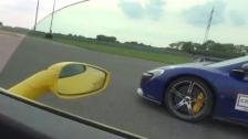 McLaren 650S vs Ferrari 458 Spider vs Nissan GTR 550 HP filmed from the Ferrari