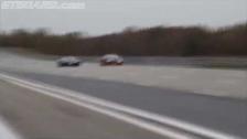 Koenigsegg Agera R vs Bugatti Veyron Vitesse rolling start side angle ALL OUT on highspeed oval