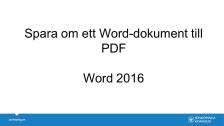 Spara om ett Word-dokument till PDF, Word 2016